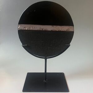 West Elm Lava Rock Decorative Sculpture on Metal Stand Modern Mineral Decor